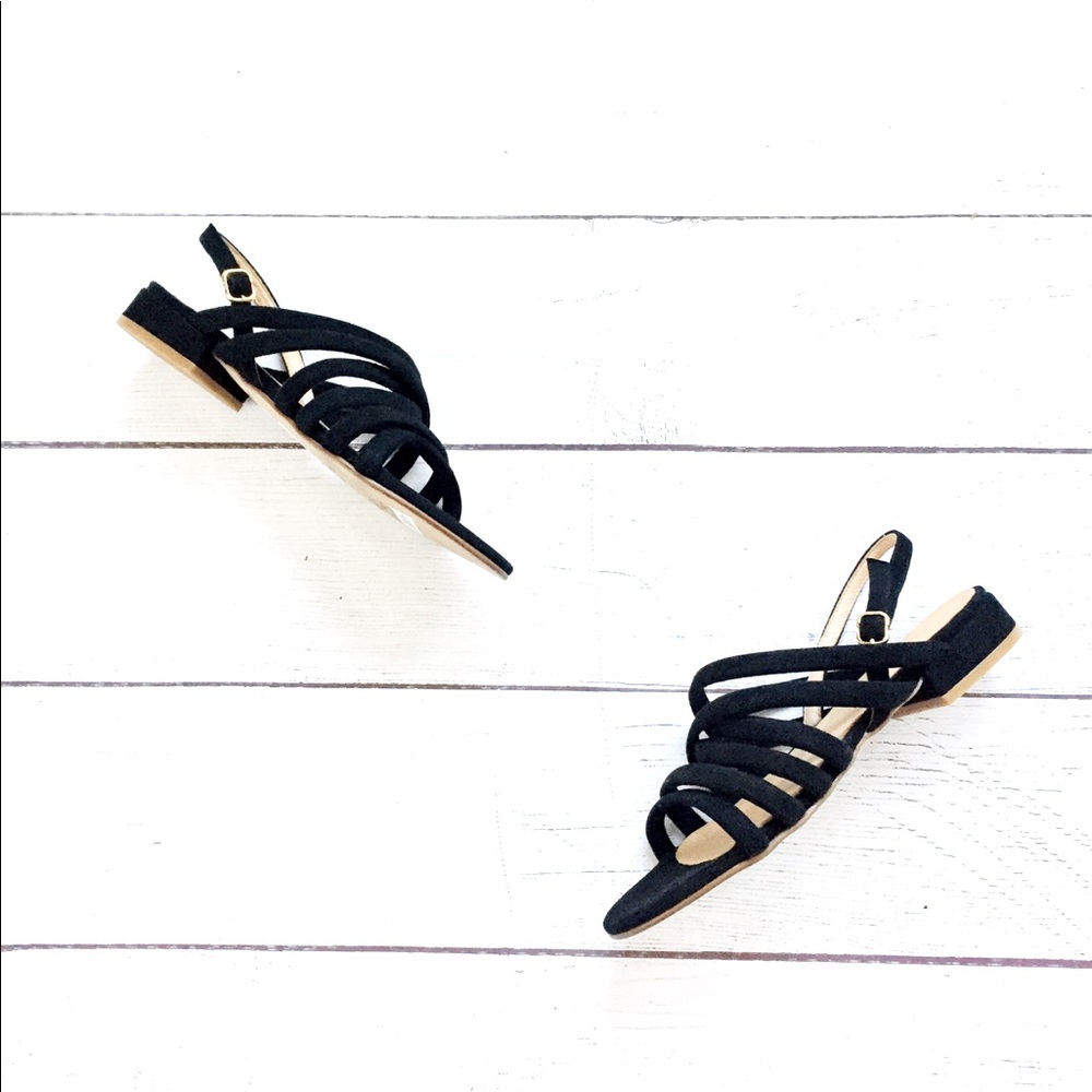 Anthropologie Black Low Heels Sandals size 6
